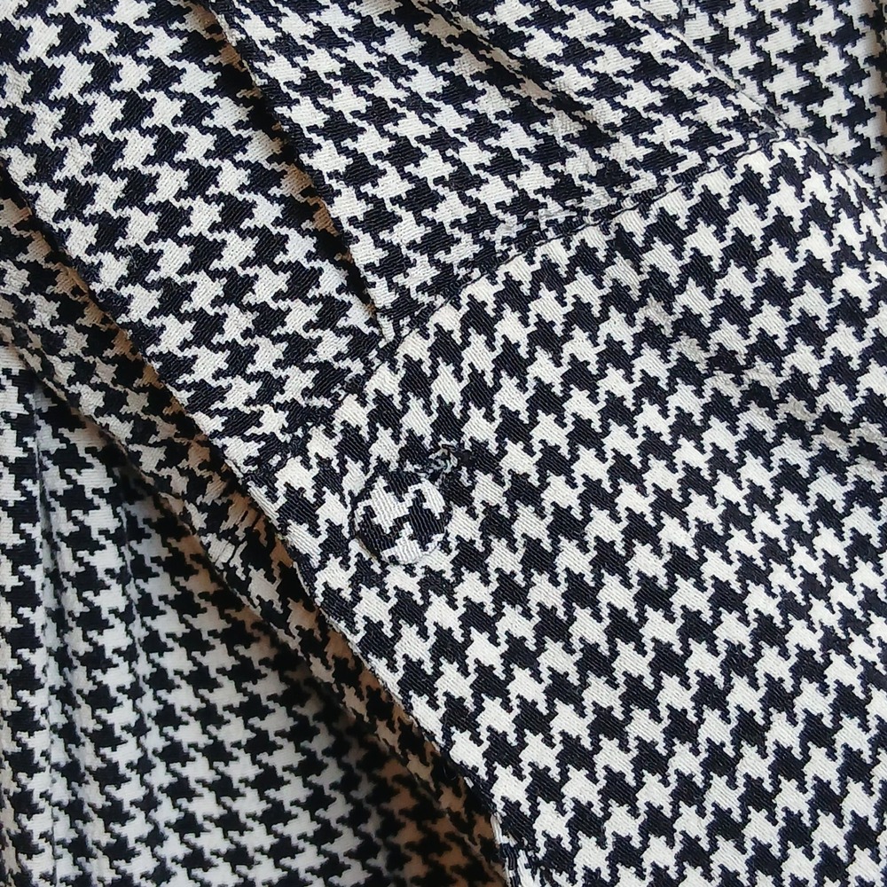 Zara Women M Houndstooth Wrap Mini Dress Old Money Dark Academia Black White - Picture 9 of 10